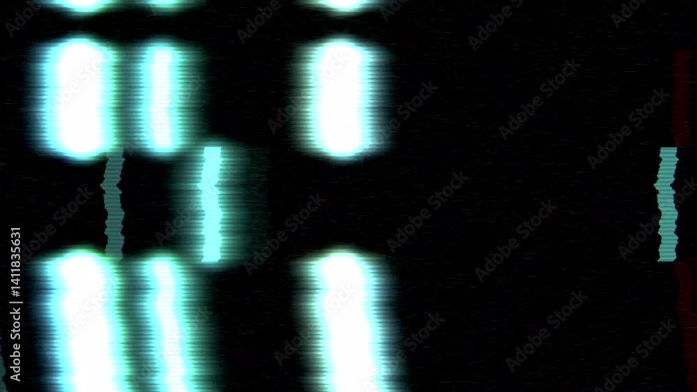 Poster glowing neon colored lines and shapes animation on a black background with distortion effects