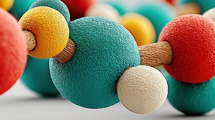 Colorful Molecular Structure with Distinctive Textures Representing Science and Chemistry Concepts