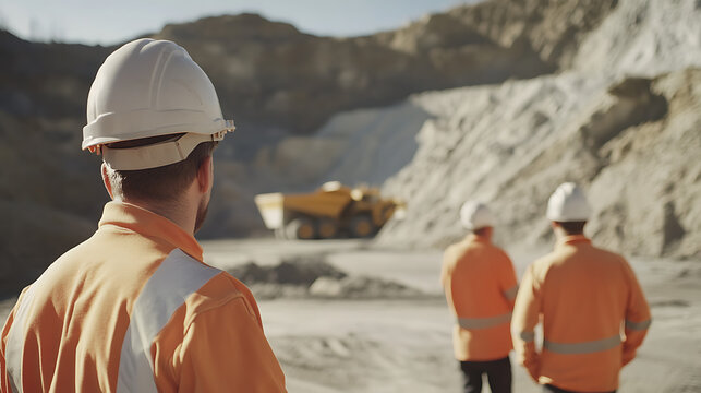 Supervisor coordinating team efforts at a lithium extraction site. Featuring leadership coordination