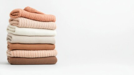 Stacked Cozy Towels in Earthy Tones for Home Decor and Wellness Relaxation
