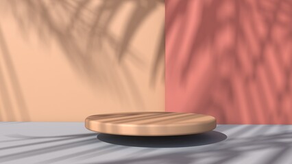 Background rendering with 3d podium and wall scene abstract background. 3D illustration, 3D rendering	