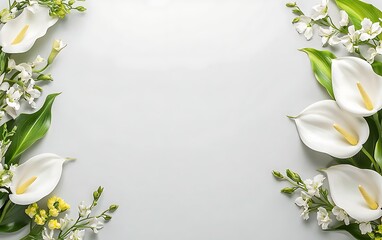 Floral Border on Gray Background