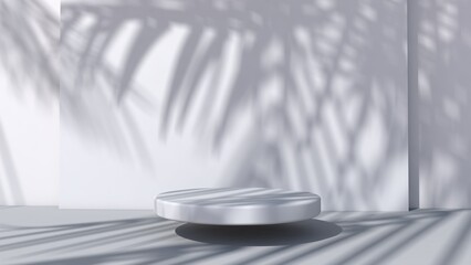 Background rendering with 3d podium and wall scene abstract background. 3D illustration, 3D rendering	