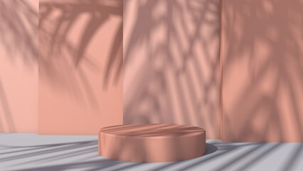 Background rendering with 3d podium and wall scene abstract background. 3D illustration, 3D rendering	