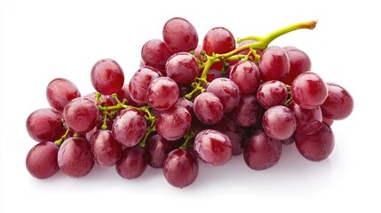 Fototapeta premium Fresh and Juicy Red Grapes on White Background for Healthy Snack Inspiration and Recipes