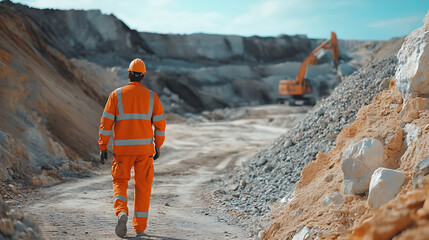 Supervisor inspecting the worksite for safety compliance during lithium extraction. Featuring site inspection