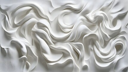 Fototapeta premium Abstract White Textured Fabric Waves on Soft Background Surface