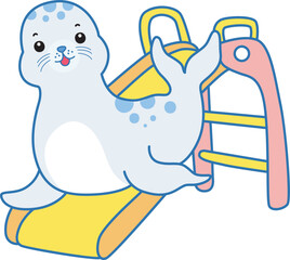 Cute Seal vector icon. Funny baby Seal animal series stock illustration. Life of fluffy Seal designs.