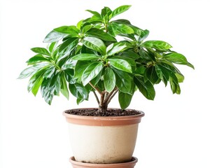 Obraz premium Decorative Plant. Indoor Houseplant Germinating in Potted Pot Isolated Over White Background