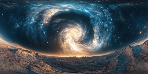 Fototapeta premium Deep Space. Equirectangular Projection of Starry Sky and Nebula