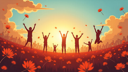 Fototapeta premium Capture Stunning Labour Day Holiday Imagery: Embrace Communal Relaxation, Cultural Festivities, and Photostock Visuals for Digital Campaigns and Corporate Branding - Perfect for Your Marketing Needs!