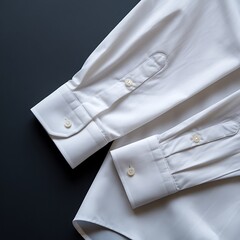 A Crisp White Dress Shirt with Detailed Cuffs and Buttons