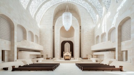 Modern, spacious sanctuary.  Large, light-filled interior
