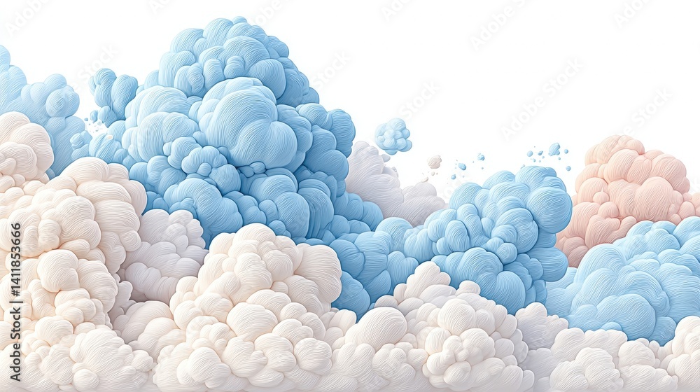 Poster beautiful abstract clouds in soft pastel colors with fluid shapes and gentle flowing forms