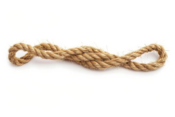 Obraz premium Intricate twist of natural jute rope resting on a soft, light background, showcasing its texture and craftsmanship in minimalistic style isolated on transparent background