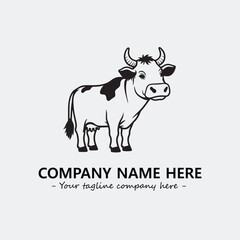 Cow illustration black and white for logo company vector image
