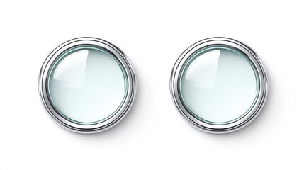 Obraz premium Clear Round Glass Lenses with Silver Frames on White Background for Optical Purposes