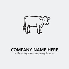 Cow illustration black and white for logo company vector image
