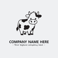 Cow illustration black and white for logo company vector image
