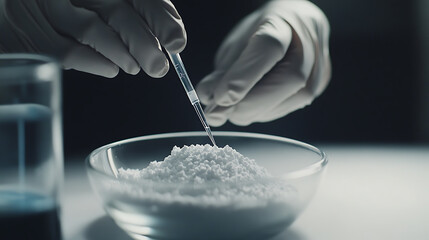 Technician analyzing lithium purity levels in a lab setting. Featuring scientific analysis