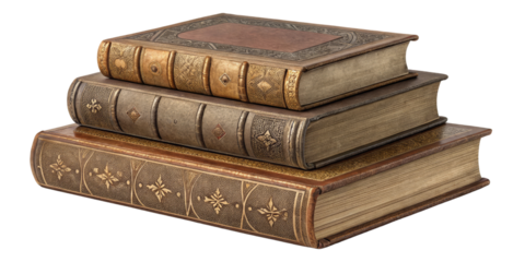 Stack of Antique Books, Isolated on Transparent Background, High Resolution Image, Vintage, Leather Bound, Library, Books, Antique, Vintage