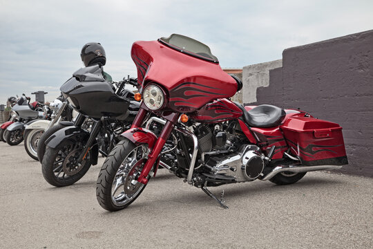 American motorbike Harley Davidson Street Glide in motorcycle meeting Sangiovese Tour, on September 3, 2022 in Ravenna, Italy
