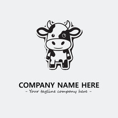 Cow illustration black and white for logo company vector image
