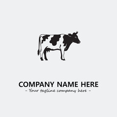 Cow illustration black and white for logo company vector image
