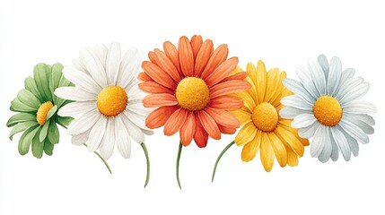 Fototapeta premium Colorful Collection of Charming Daisies in Various Shades and Unique Petal Patterns