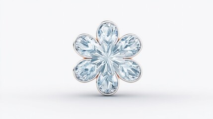 Naklejka premium Elegant Flower-Shaped Gemstone Ring with Sparkling Crystals on a Clean White Background