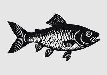 vector fish black white 