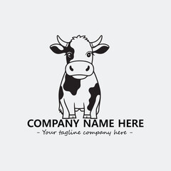 Cow illustration black and white for logo company vector image
