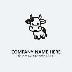 Cow illustration black and white for logo company vector image
