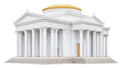 Obraz premium Classic Marble Building with Golden Dome Surrounded by Elegant White Columns and Steps