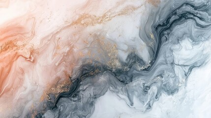 Obraz premium Abstract marble mural with a gradient of pale rose gold, gray, and off-white for a subtle yet modern effect.