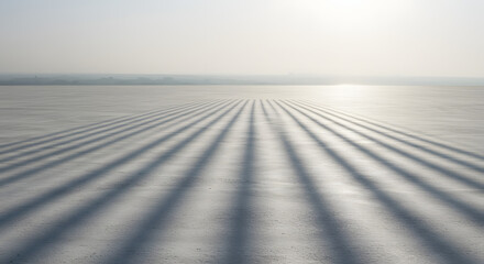 Fototapeta premium Parallel Shadows on Frozen Lake Winter Landscape Serenity