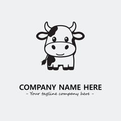 Cow illustration black and white for logo company vector image
