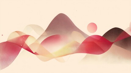 Abstract Waves in Soft Coral and Pink Tones with Gentle Gradients and Minimalist Background