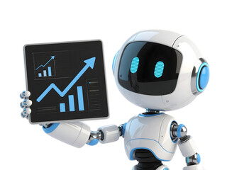 Happy robot. 3d ai character, chat bot mascot isolated on transparent background, GPT chatbot icon. Artificial intelligence, trendy technology, support service, funny automation computer