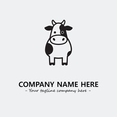 Cow illustration black and white for logo company vector image
