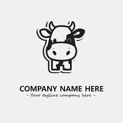 Cow illustration black and white for logo company vector image

