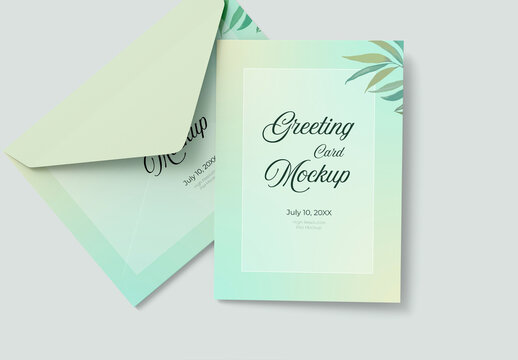 Envelope with Folded Greeting Card Mockup