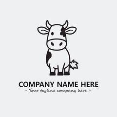Cow illustration black and white for logo company vector image

