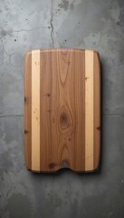 Rustic wooden cutting board boasts rich brown tones subtly enhanced by soft light. AI Generated