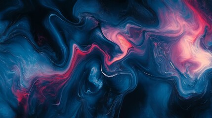 Abstract Fluid Art with Blue Pink Swirls