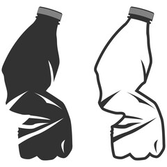 Broken plastic bottles isolated on transparent. Crushed empty plastic containers. Recycle garbage eco concept.