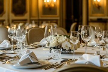 Fototapeta premium Dinners at Elysee Palace: Banqueting Hall for Official Ceremonies and Receptions in Paris, France