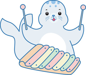 Cute Seal vector icon. Funny baby Seal animal series stock illustration. Life of fluffy Seal designs.