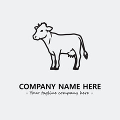 Cow illustration black and white for logo company vector image
