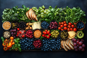 Vibrant Assortment of Fresh Produce and Nuts for Healthy Living and Culinary Inspiration
